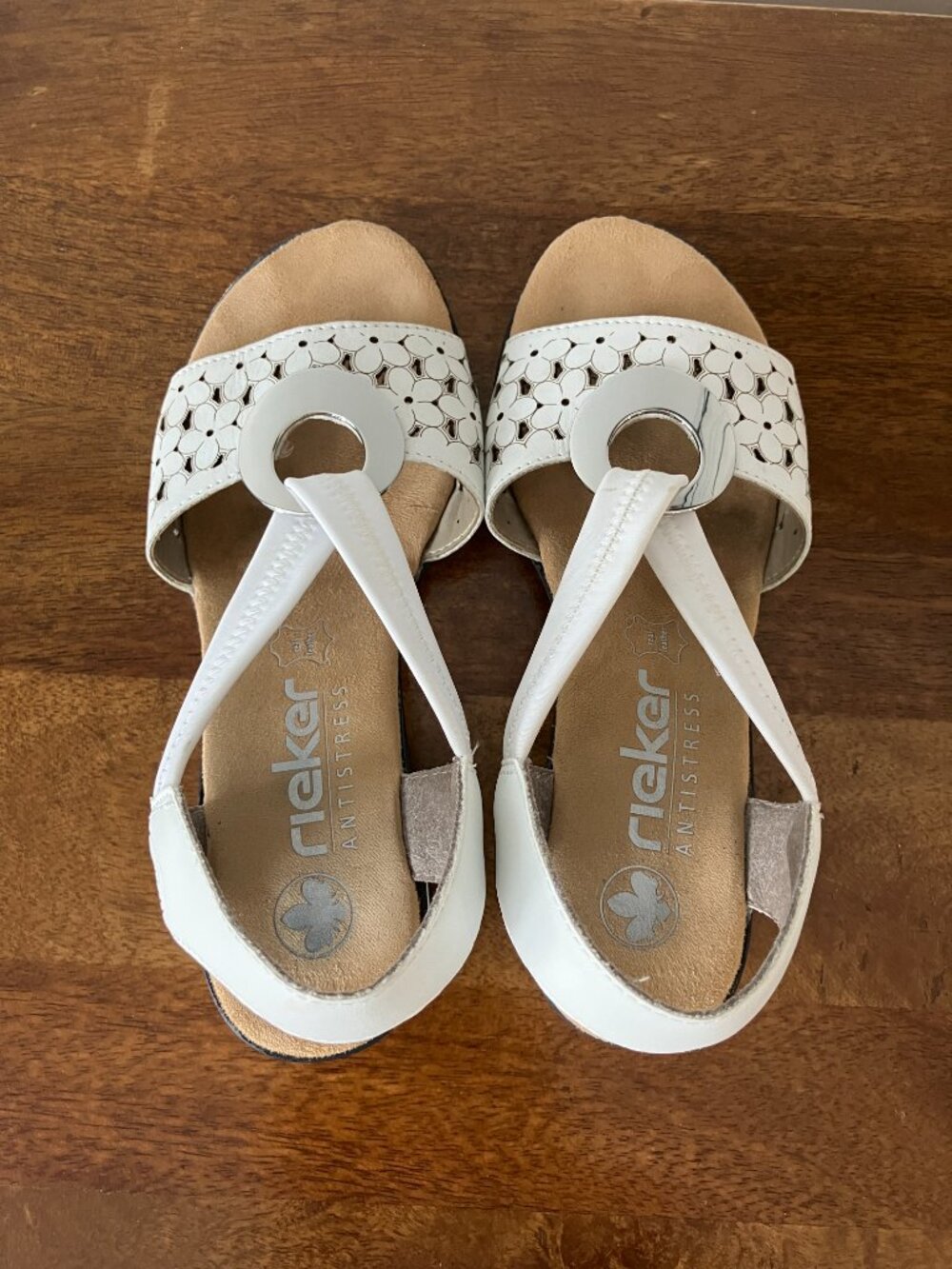 Rieker Women's White Sandals Block Heel Size 36